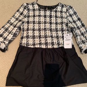 Zara dress top. Plaid weave and cotton.